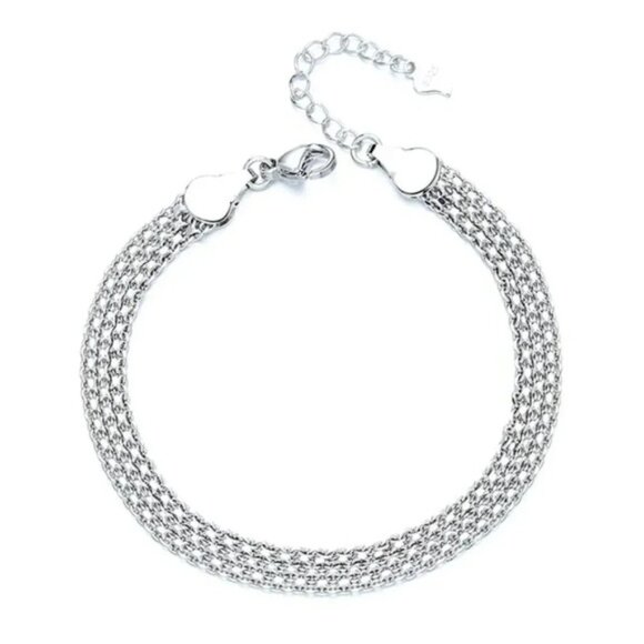 925 Sterling Silver Dainty Chain Link Bracelet - Picture 5 of 6